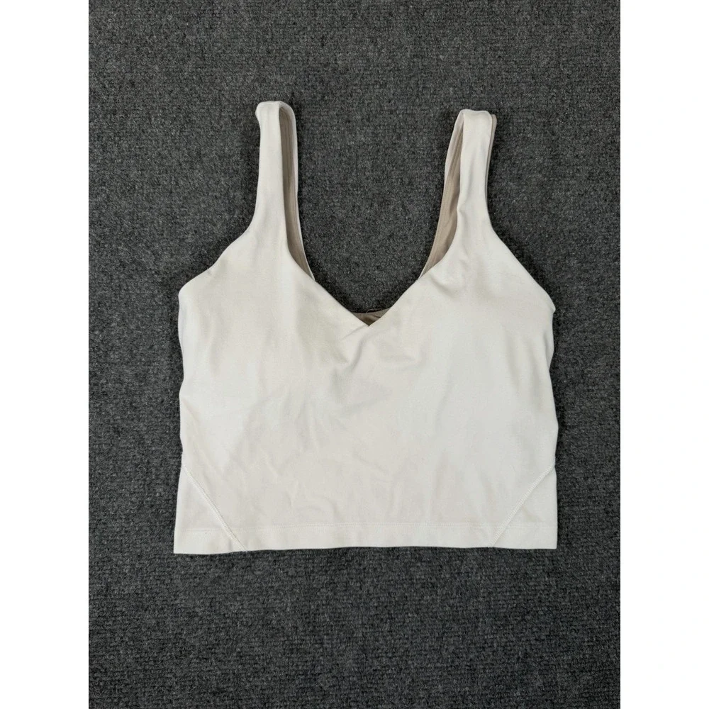 Lululemon Align Tank Top Women's 4 White Nulu V Neck Built In Bra Yoga Workout